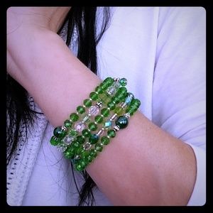 Green Memory Wire Bracelet